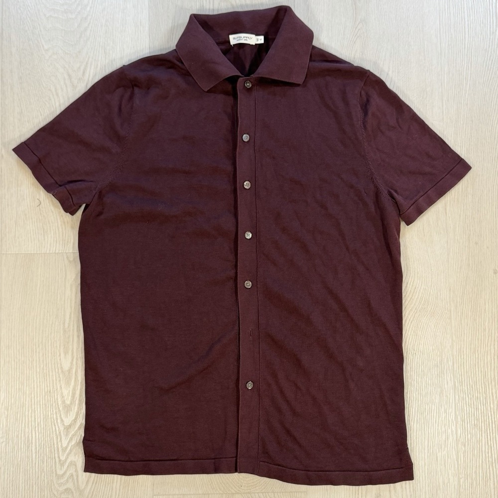 Suitsupply Short Sleeve Sweater Mens M Knit Polo Cotton Silk Button Up  Preppy